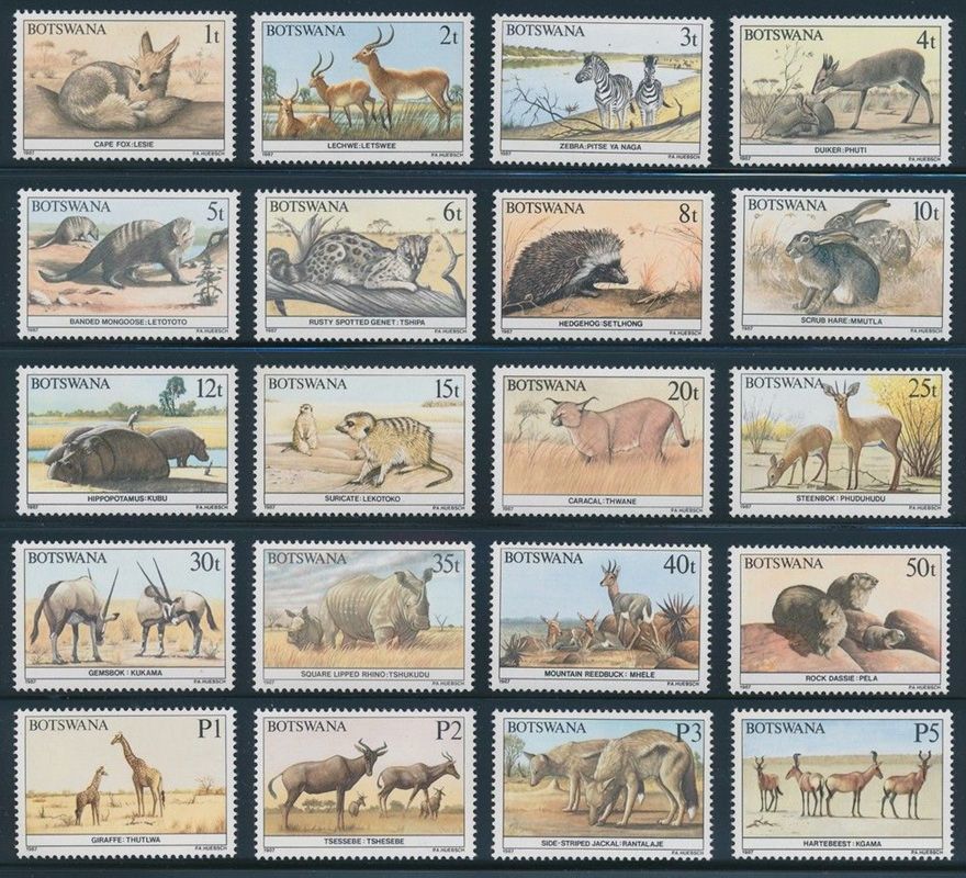 Botswana 1987 Defs/Wildlife - 1t-5p (20v)-MNH(**)