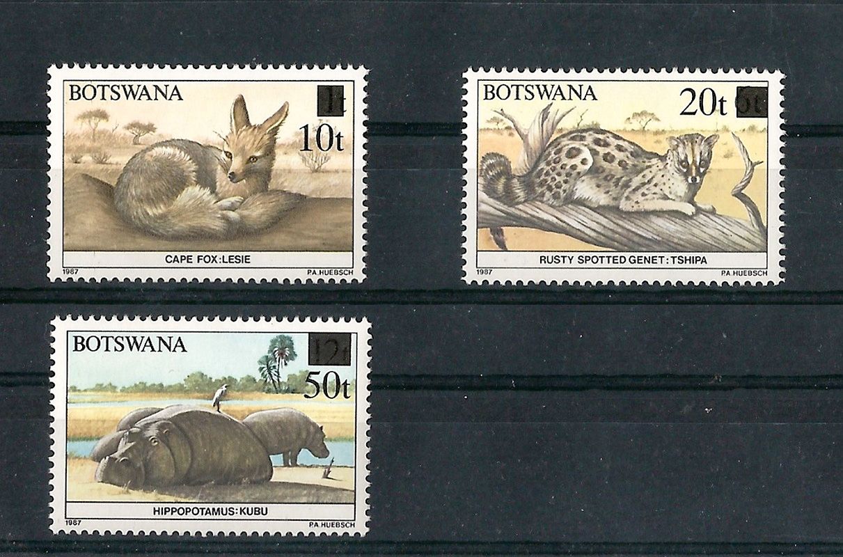Botswana 1990 Defs/Wildlife - 10t,20t,50t (3v) (surch)-MNH(**)