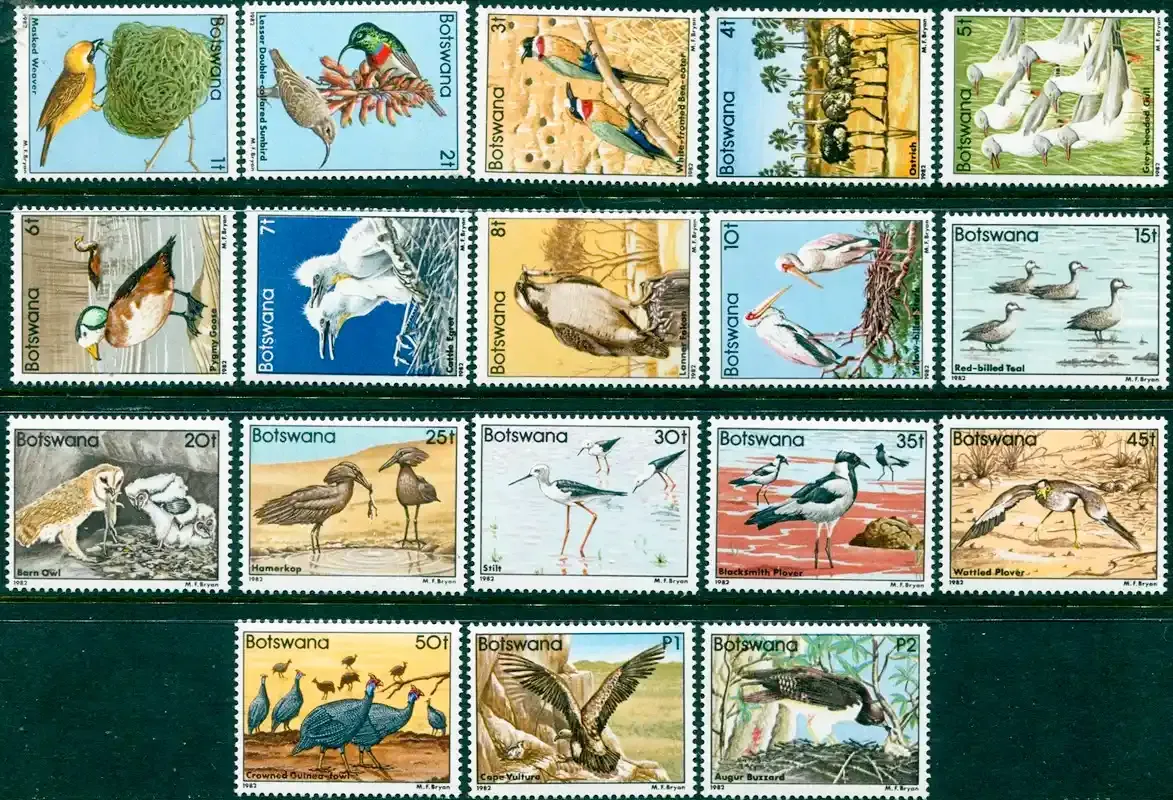 Botswana 1982 Defs/Birds - 1t-2p (18v)-MNH(**)