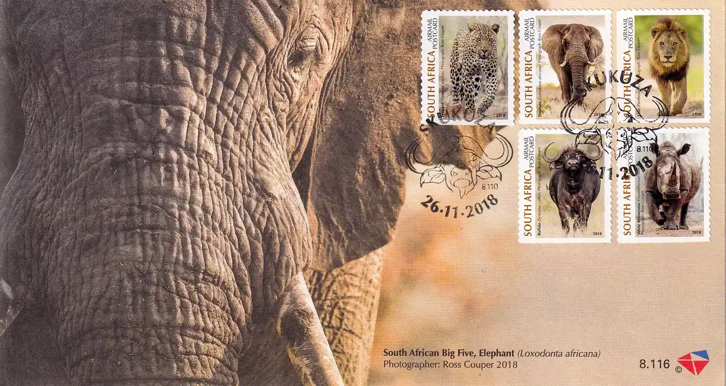 South Africa 2018 Big 5 Animals/Mammals, FDC