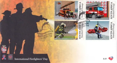 South Africa 2015 Int Fire Fighters Day, FDC x 2