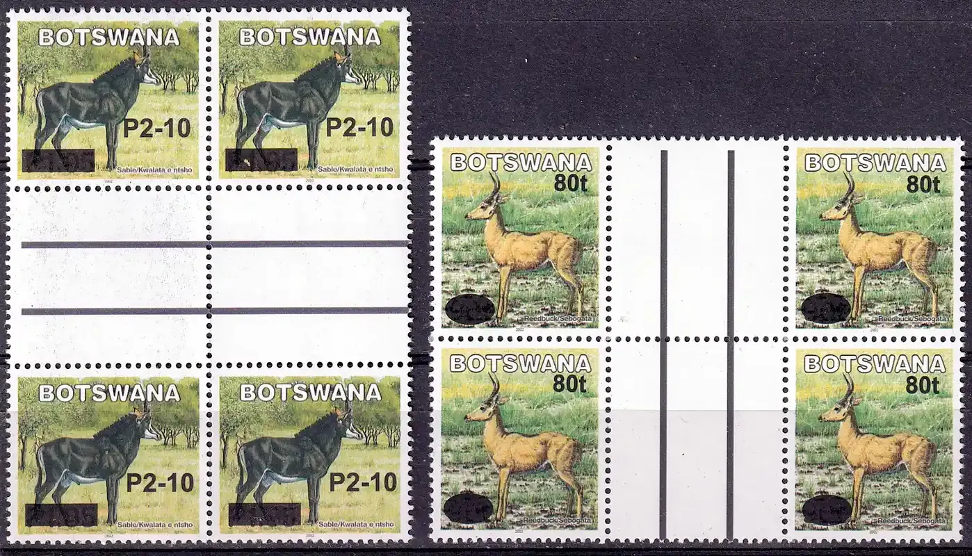 Botswana 2006 Defs/Animals - 80t/90t (surch) (Gutter Pairs 4v)-MNH(**)