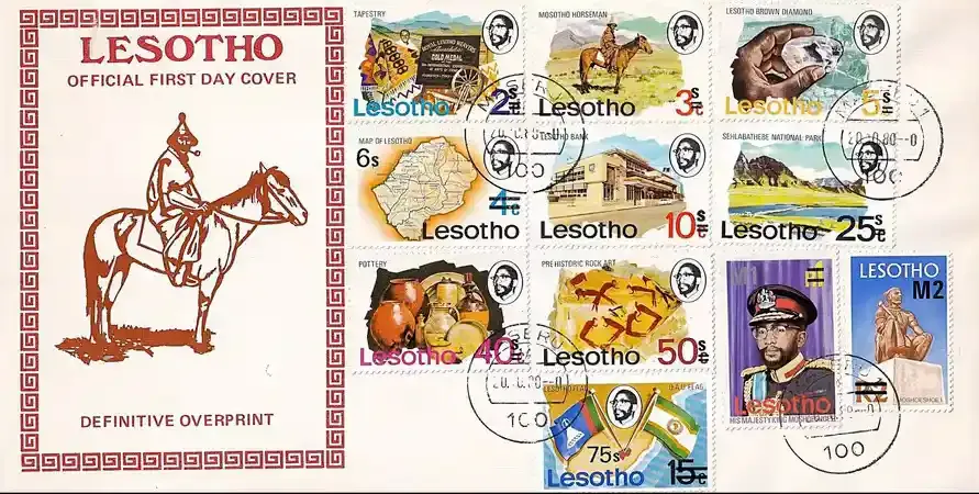 Lesotho 1980 Local Motives, Previous Issues Surcharged. FDC. MNH