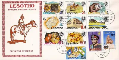Lesotho 1980 Local Motives, Previous Issues Surcharged. FDC. MNH