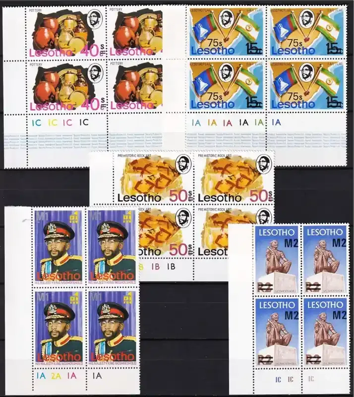 Lesotho 1980 Local Motives, Previous Issues Surcharged (C/Blocks). MNH