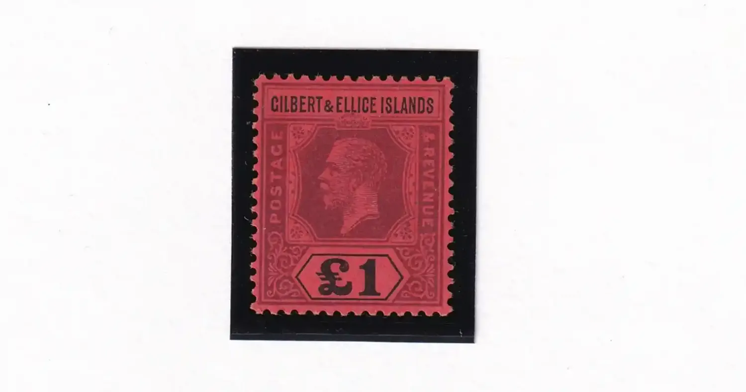 Gilbert and Ellice Islands 1912 King George V (KGV) £1 top value. VLH
