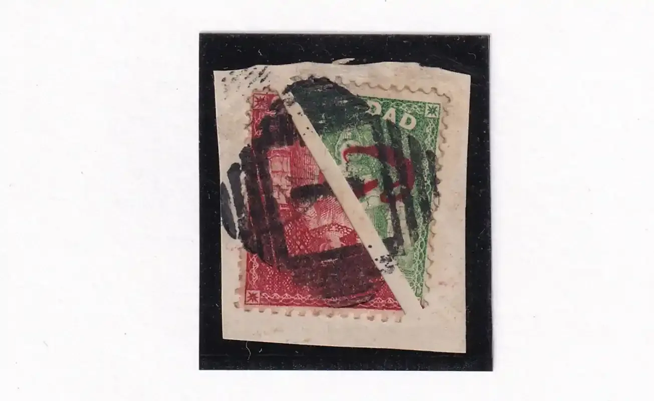 Trinidad 1863 Britannia SG75a &amp; SG105a on piece.