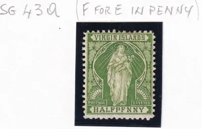British Virgin Islands 1899 St. Ursula, (Variety) SG43a "PFNNY" instead of "PENNY". MLH(*)