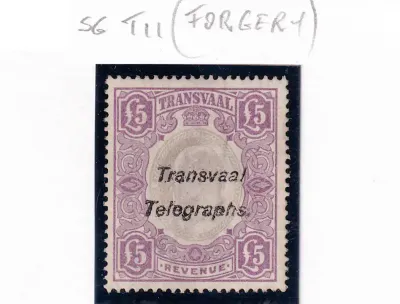 Transvaal 1902 (Forgery). SG T11. MLH(*) Transvaal 1902 (Forgery). SG T11. MLH(*)