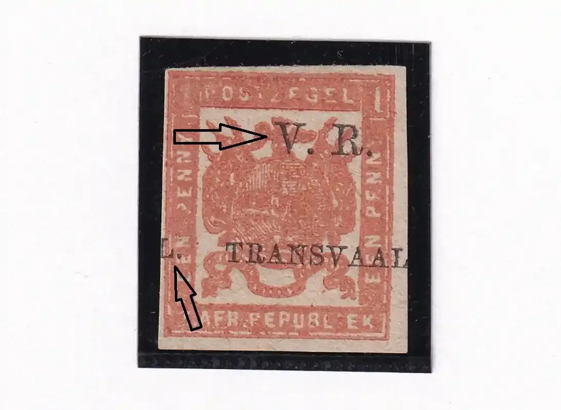 Transvaal 1877 SACC 102, (Variety) Overprint major shift to the left. MLH(*)
