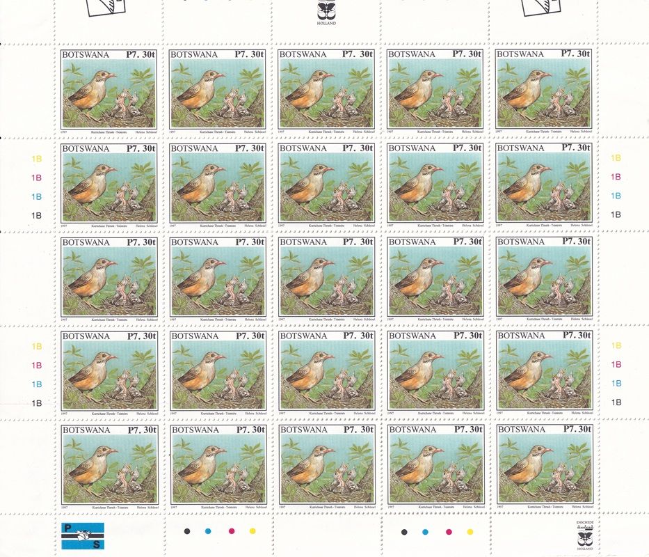 Botswana 2013 Def/Birds - 7.30/30t (surcharge)- (Full Sheet). MNH(**)