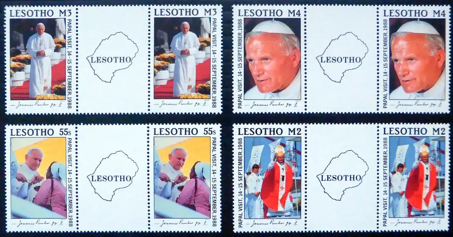 Lesotho 1988 Pope Paul II Visit (Gutter Pair)-MNH(**)