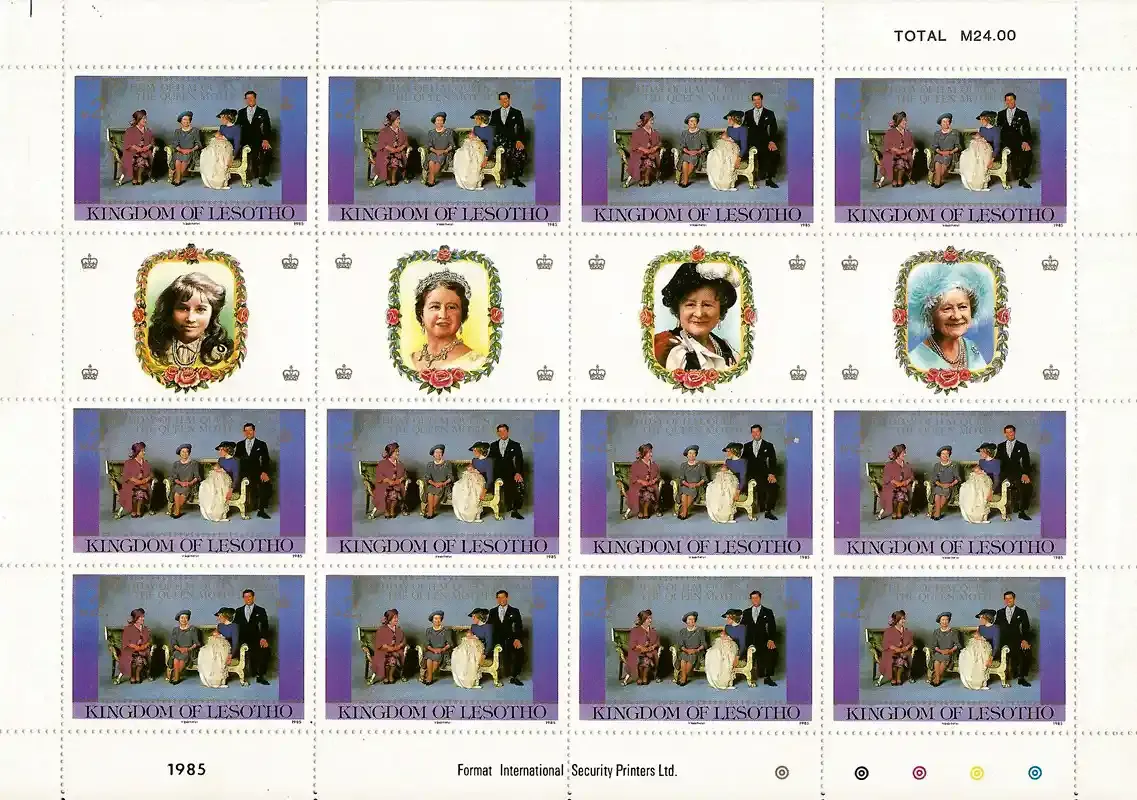 Lesotho 1985 Life &amp; Times of Queen Mother, Sheet with Tabs-MNH(**)