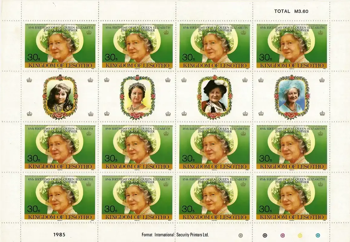 Lesotho 1985 Life &amp; Times of Queen Mother, Sheet with Tabs-MNH(**)