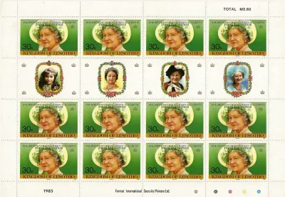 Lesotho 1985 Life &amp; Times of Queen Mother, Sheet with Tabs-MNH(**)