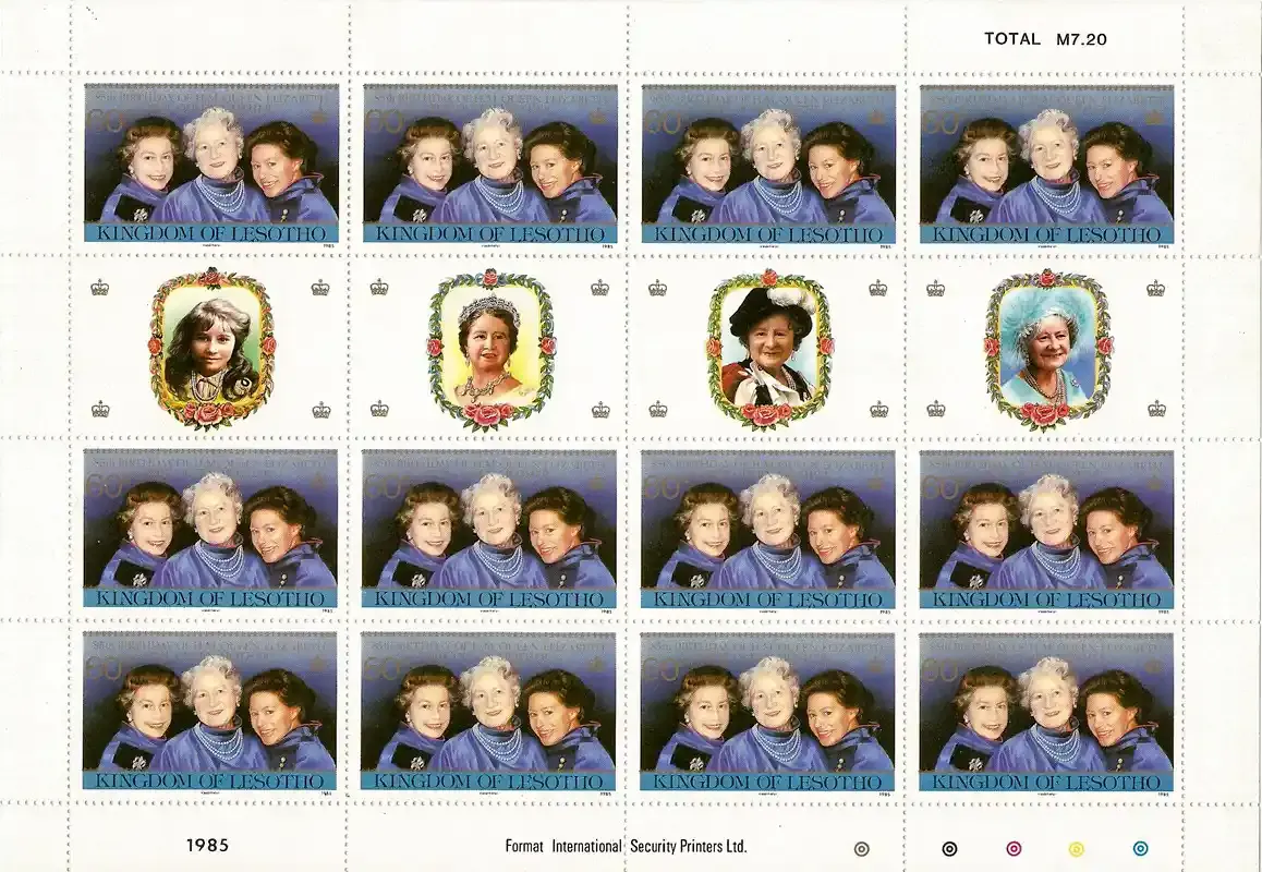 Lesotho 1985 Life &amp; Times of Queen Mother, Sheet with Tabs-MNH(**)