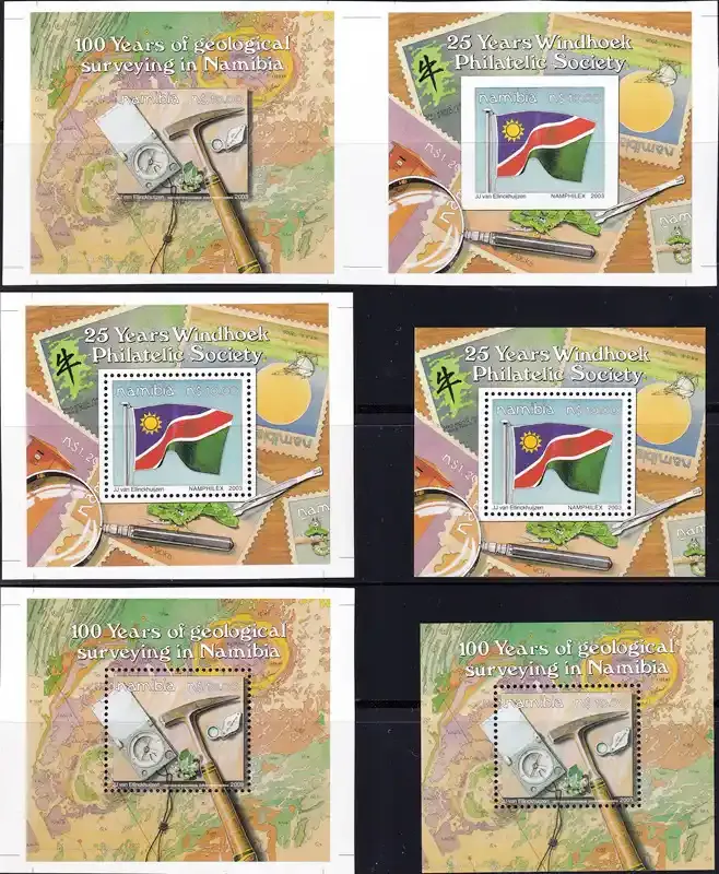 Namibia 2003 Anniv of Geological Survey &amp; Windhoek Philatelic Society. Imperf Pair/Printer Proofs. MNH(**)