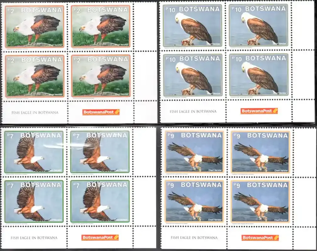 Botswana 2021 Fish Eagle Corner Block Set. MNH