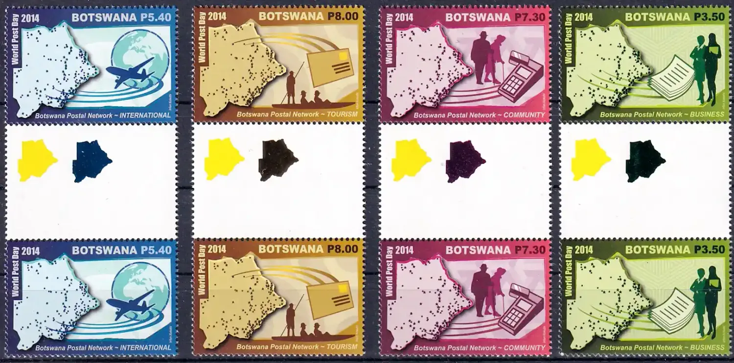 Botswana 2014 World Post Day (Gutter Pair). MNH