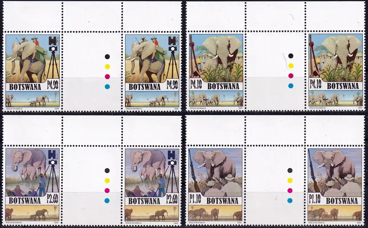 Botswana 2008 Elephants in Botswana. (Gutter Pairs). MNH