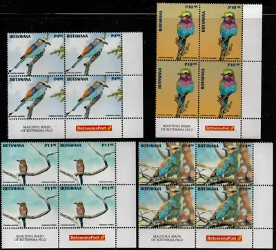 Botswana 2025 Birds Rollers, Corner Block Set MNH