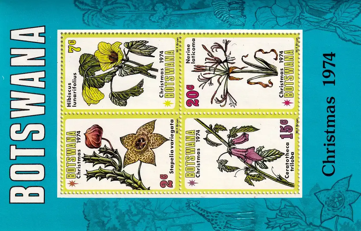 Botswana 1974 Christmas/Flowers (ss/4v)-MNH(**)