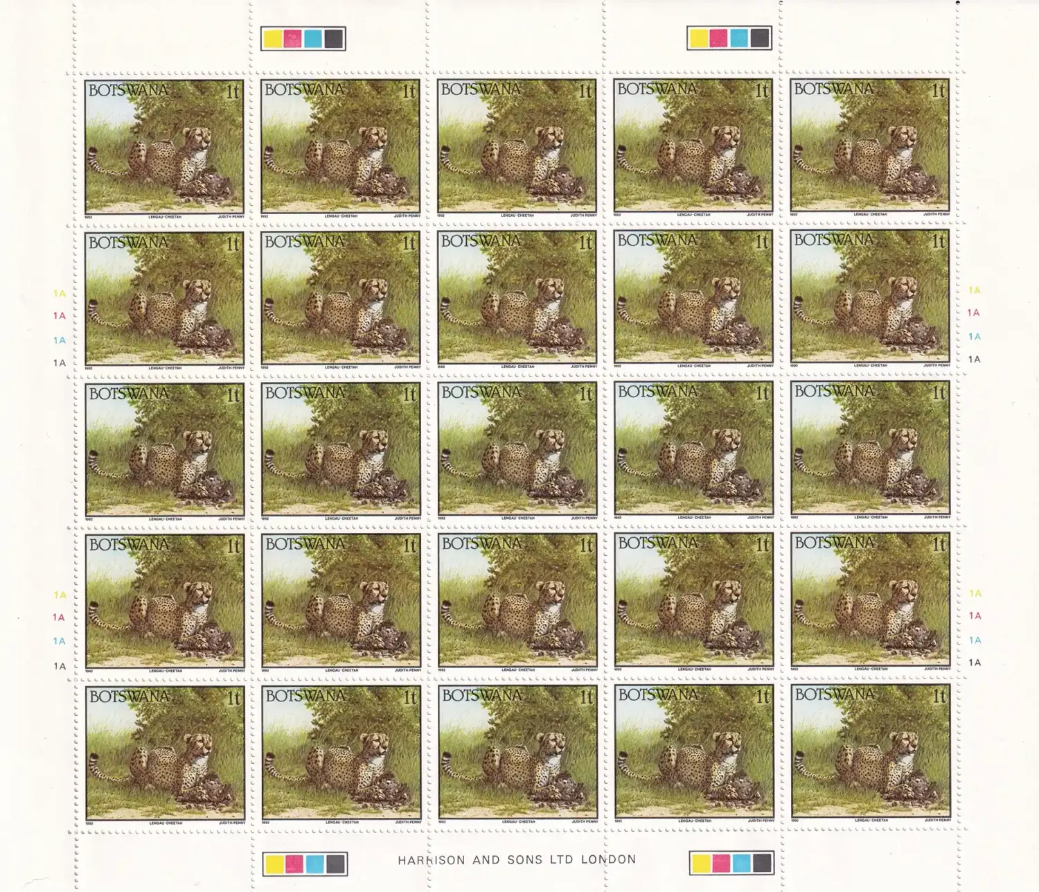Botswana 1992 1t Cheetah Sheet-MNH(**)