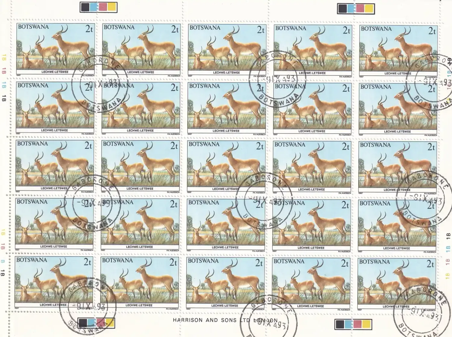 Botswana 1987 2t Southern Lechwe Sheet-CTO