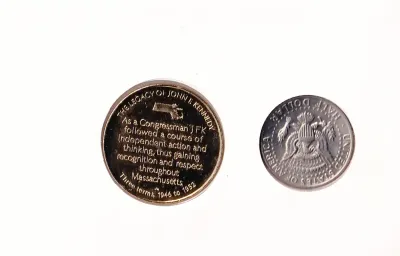 USA FDC 1986 - The Legacy Of JF Kennedy, Congressman From Boston Medal & 1973P Coin In Stamp Cover.