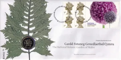 UK FDC 2000 National Botanic Garden of Wales. £1 Coin Cover. UK FDC 2000 National Botanic Garden of Wales. £1 Coin Cover.