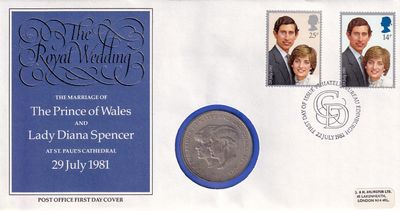 UK FDC 1981 Royal Mint Coin Cover. Prince Charles &amp; Diana Royal Wedding.