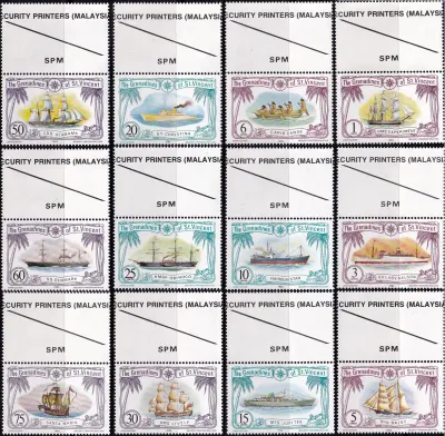 Grenadines Of St. Vincent 1982 Ships with labels. MNH(**) Grenadines Of St. Vincent 1982 Ships with labels. MNH(**)