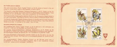 Venda 1990 Butterflies Collectors Sheet