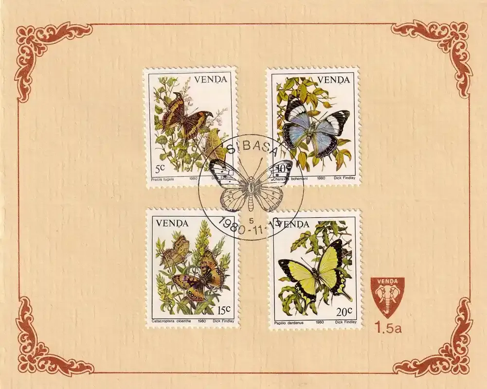Venda 1990 Butterflies Collectors Sheet