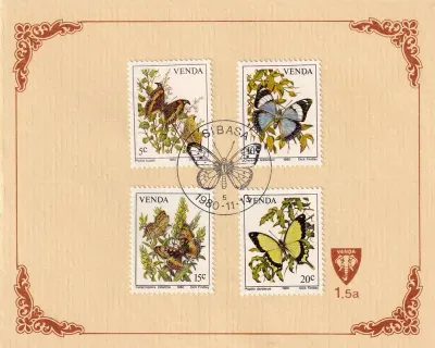 Venda 1990 Butterflies Collectors Sheet Venda 1990 Butterflies Collectors Sheet