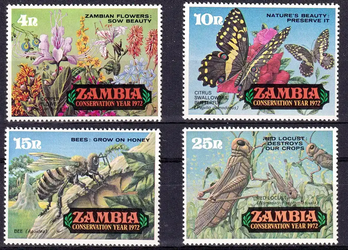 Zambia 1972 Nature Conservation Year - Insects. MNH(**)