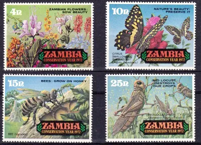 Zambia 1972 Nature Conservation Year - Insects. MNH(**) Zambia 1972 Nature Conservation Year - Insects. MNH(**)