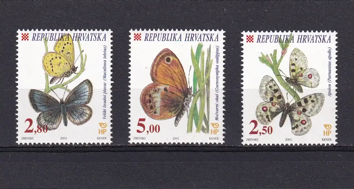 Croatia 2001 Butterflies. MNH