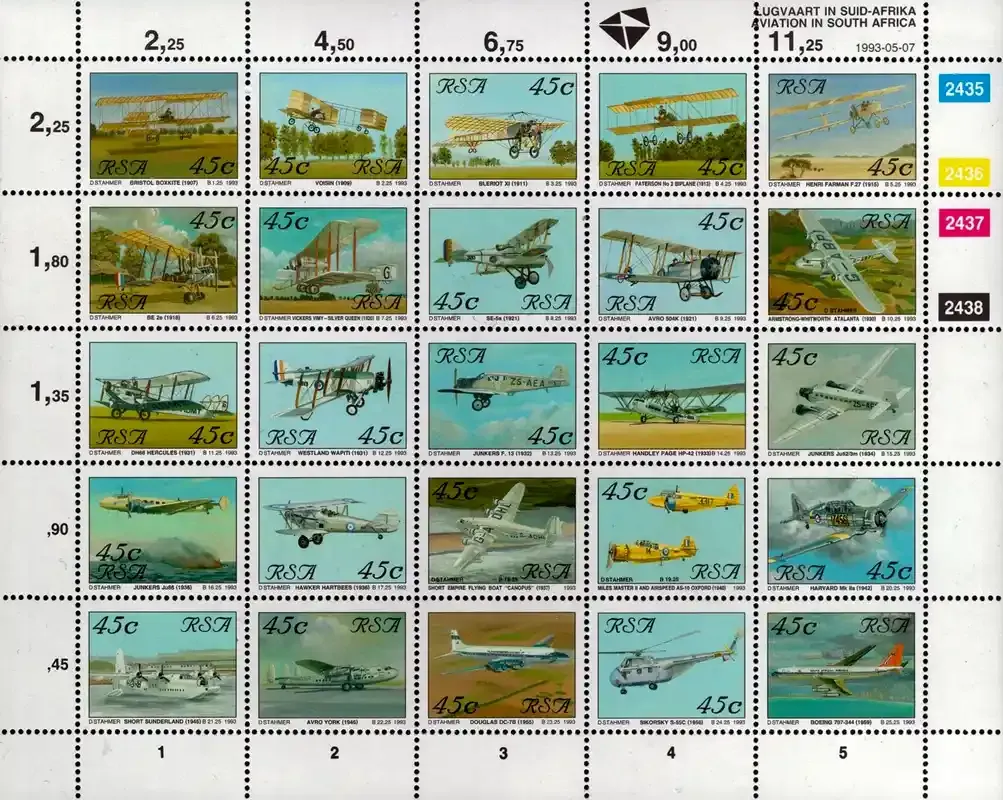 South Africa 1993 Aviation Full Sheet. MNH (**)
