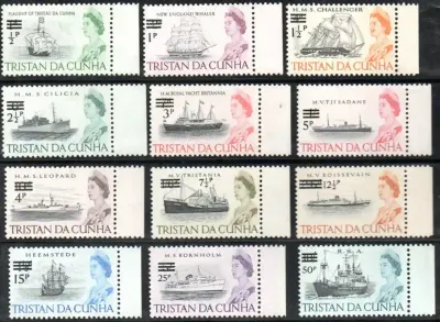 Tristan da Cunha 1971 Decimal Currency surch set. Marginals. MNH(**)