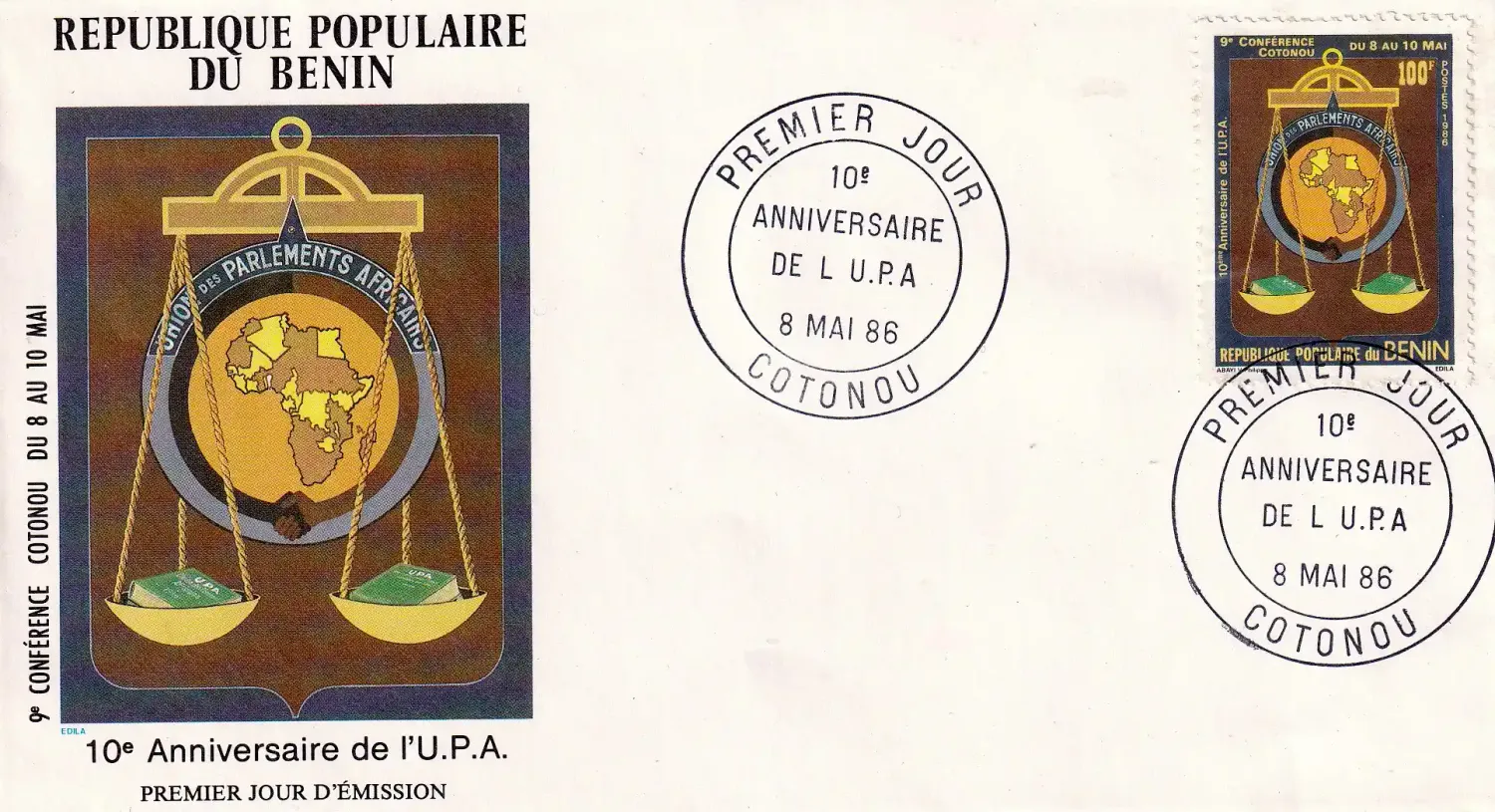 Benin 1986 The 10th Anniv of African Parliamentary Union and 9th Conference, Cotonou. FDC
