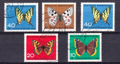 Germany 1962 Charity Stamps - Butterflies. VFU set.