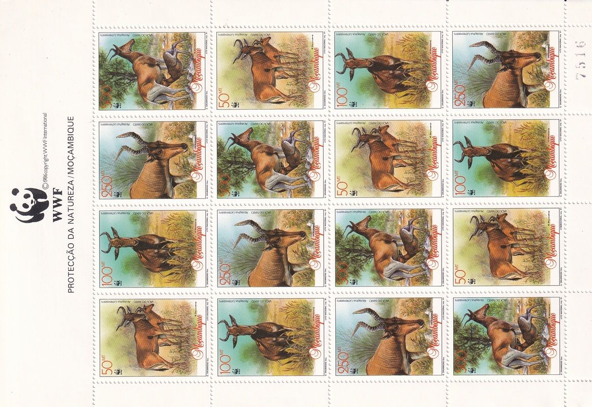 Mozambique 1991 Lichtenstein's Hartebeest WWF, Mammals. MNH(**)