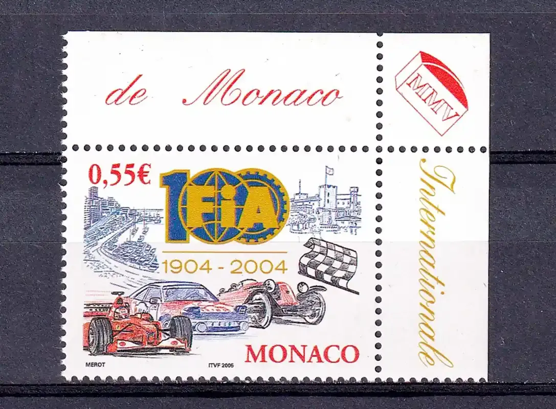 Monaco 2005 The 100th Anniv of the FIA, Automobiles-MNH(**)