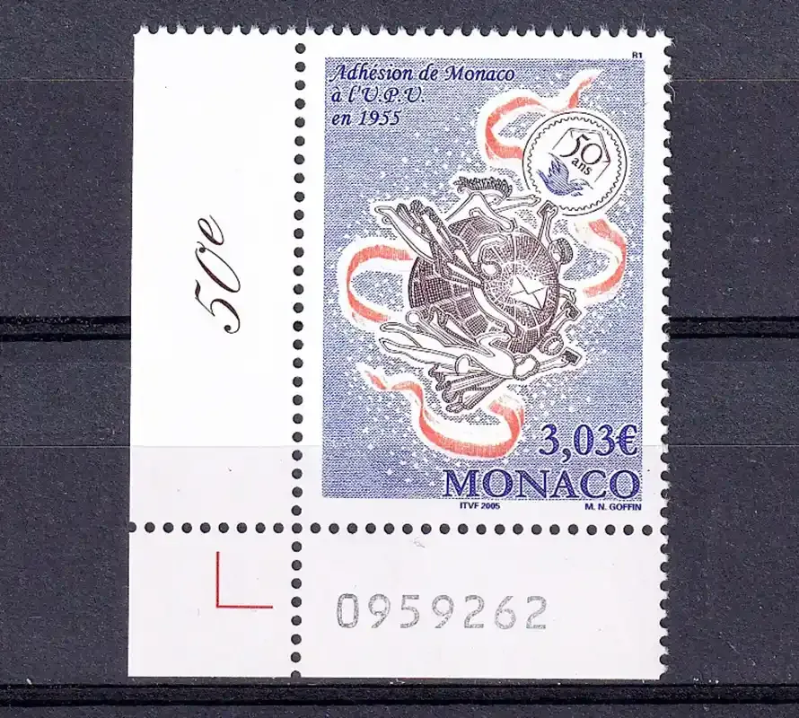 Monaco 2005 The 50th Anniv of the Membership in Universal Postal Union - UPU-MNH(**)