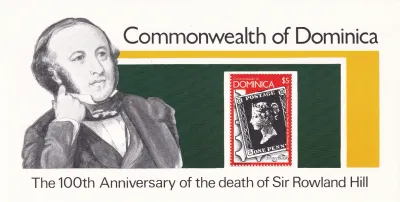 Dominica 1979 Rowland Hill, Postal Service, Stamp on Stamps (SS)-MNH (**) Dominica 1979 Rowland Hill, Postal Service, Stamp on Stamps (SS)-MNH (**)