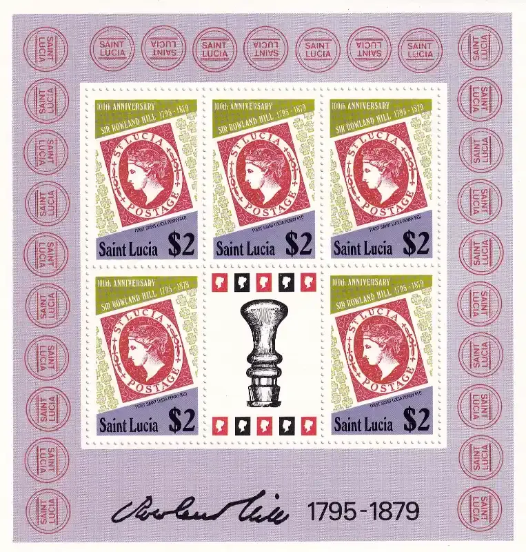 St. Lucia 1979 The 100th Anniv of the Death of Sir Rowland Hill #3 (SS/5v)-MNH (**)