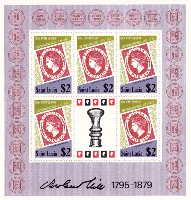 St. Lucia 1979 The 100th Anniv of the Death of Sir Rowland Hill #3 (SS/5v)-MNH (**) St. Lucia 1979 The 100th Anniv of the Death of Sir Rowland Hill #3 (SS/5v)-MNH (**)