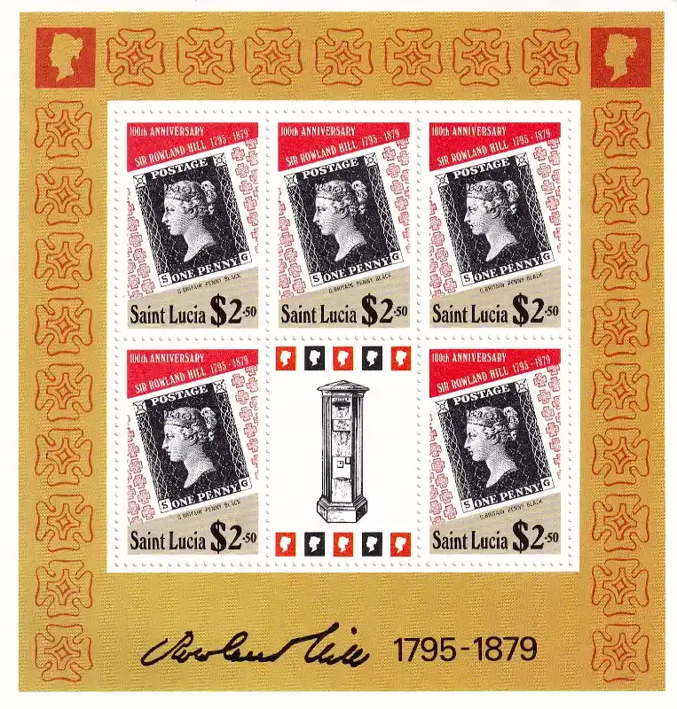 St. Lucia 1979 The 100th Anniv of the Death of Sir Rowland Hill #4 (SS/5v)-MNH (**)