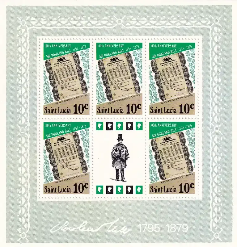 St. Lucia 1979 The 100th Anniv of the Death of Sir Rowland Hill #1 (SS/5v)-MNH (**)
